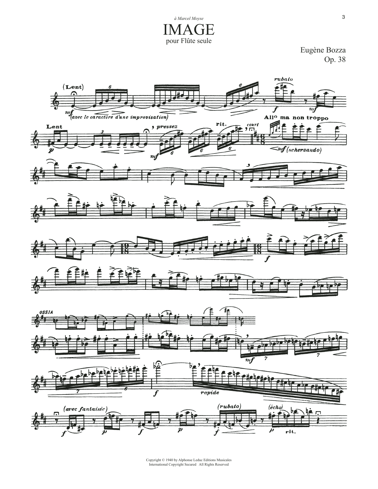 Eugene Bozza Image, Op. 38 Sheet Music Notes & Chords for Flute Solo - Download or Print PDF