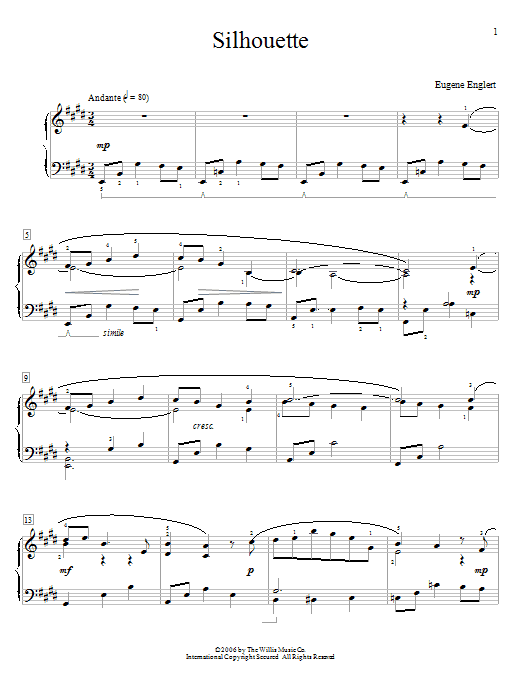 Eugene Englert Silhouette Sheet Music Notes & Chords for Educational Piano - Download or Print PDF