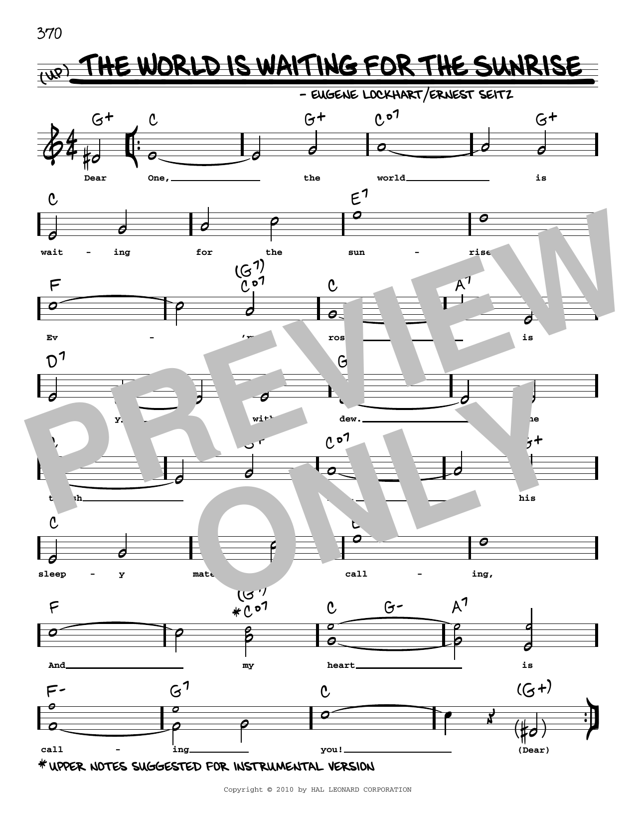 Eugene Lockhart The World Is Waiting For The Sunrise (arr. Robert Rawlins) Sheet Music Notes & Chords for Real Book – Melody, Lyrics & Chords - Download or Print PDF