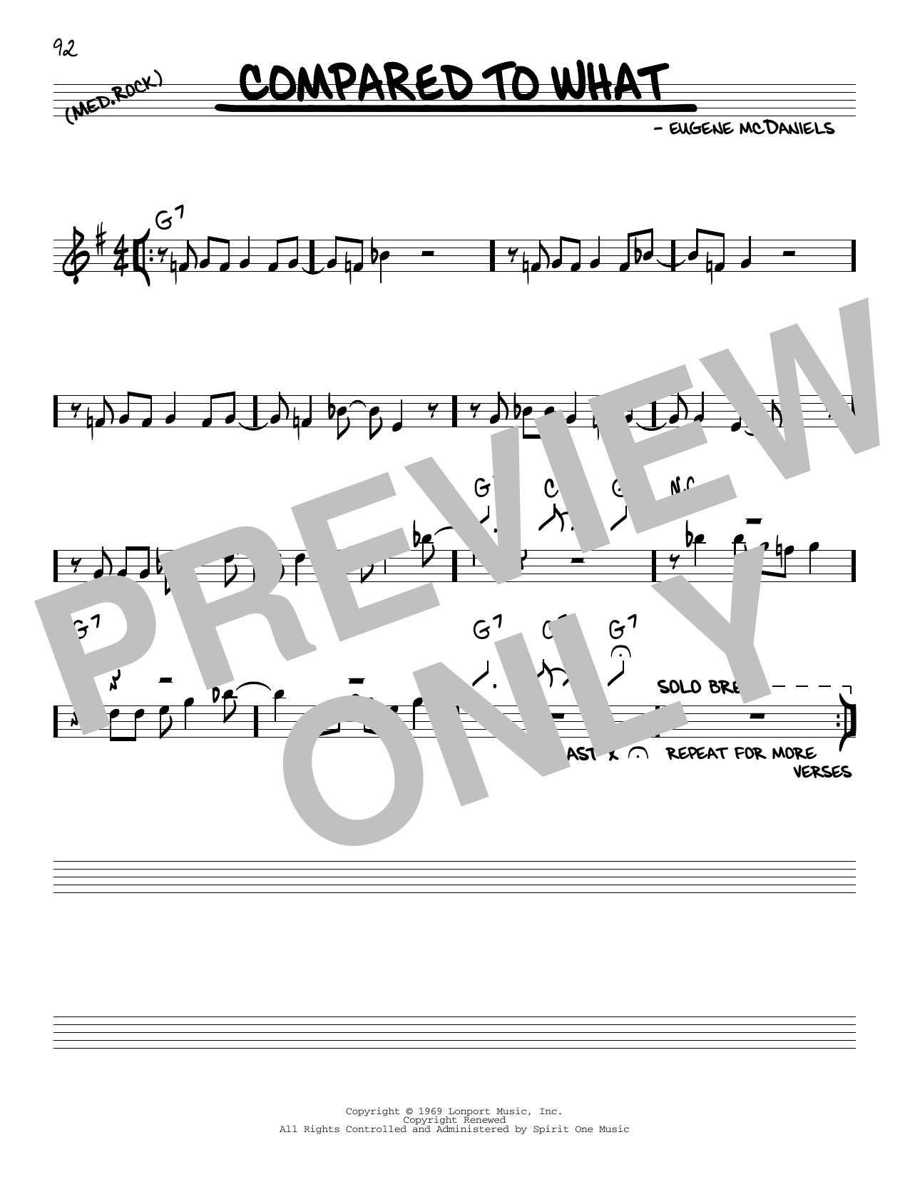 Eugene McDaniels Compared To What Sheet Music Notes & Chords for Real Book – Melody & Chords - Download or Print PDF