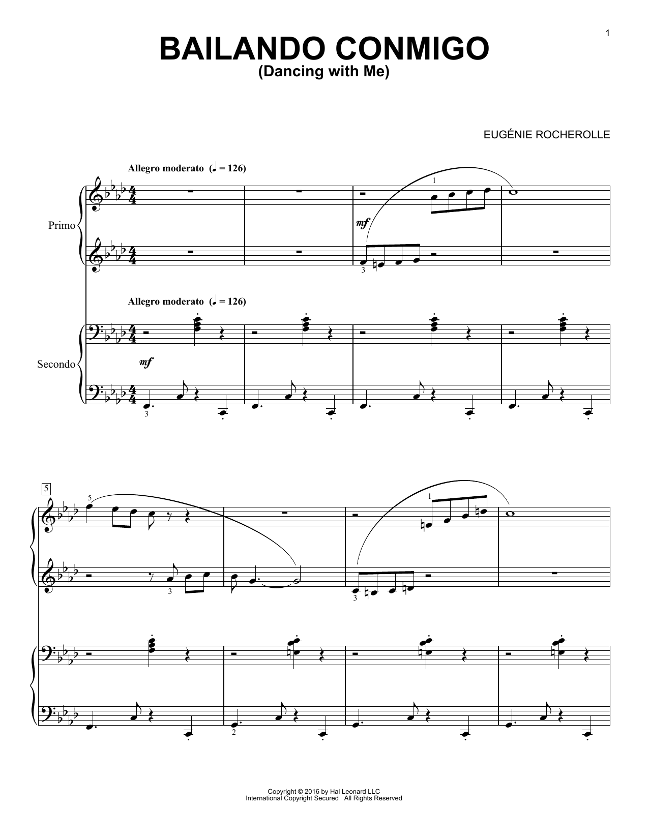 Eugénie Rocherolle Bailando Conmigo Sheet Music Notes & Chords for Piano - Download or Print PDF