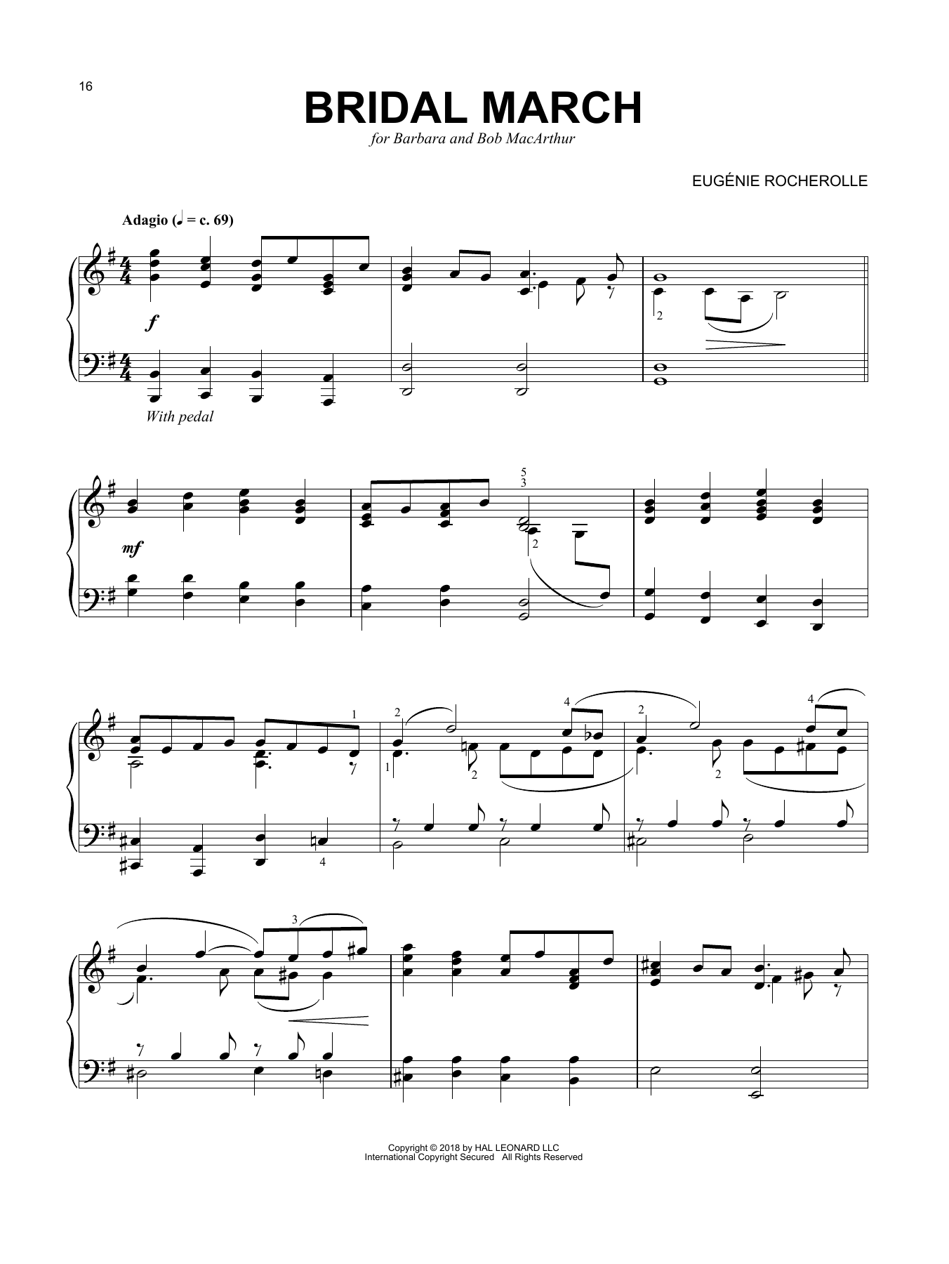 Eugénie Rocherolle Bridal March Sheet Music Notes & Chords for Piano - Download or Print PDF
