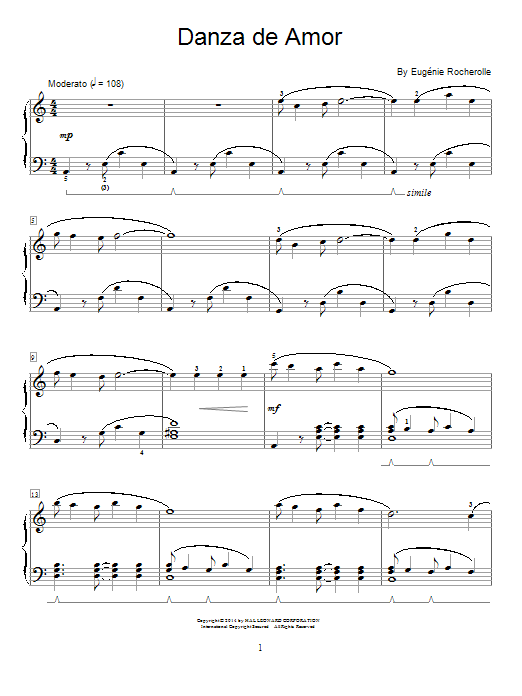 Eugénie Rocherolle Danza De Amor Sheet Music Notes & Chords for Educational Piano - Download or Print PDF