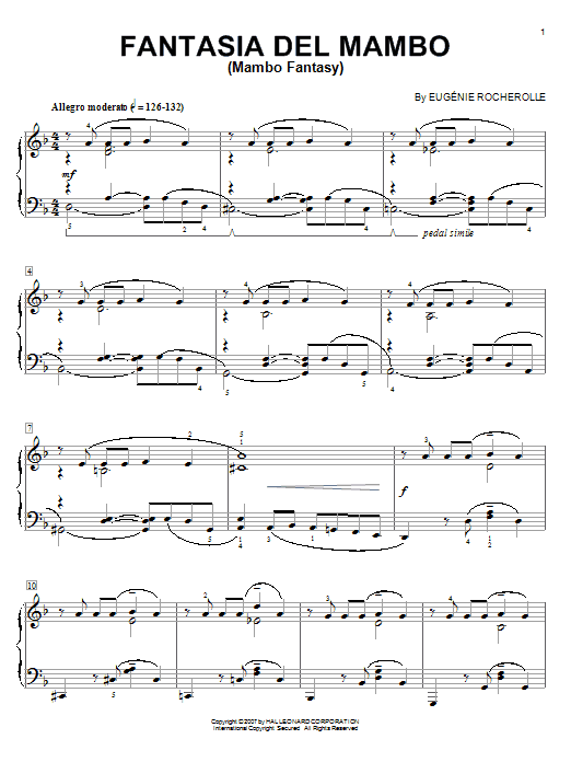 Eugénie Rocherolle Fantasia Del Mambo (Mambo Fantasy) Sheet Music Notes & Chords for Piano - Download or Print PDF