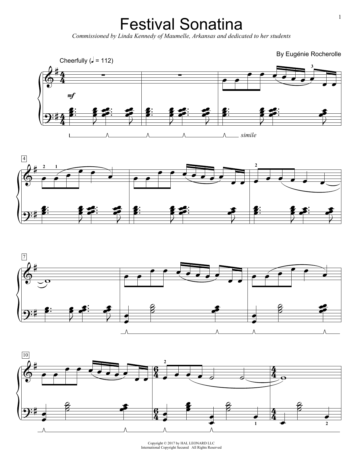 Eugénie Rocherolle Festival Sonatina Sheet Music Notes & Chords for Educational Piano - Download or Print PDF