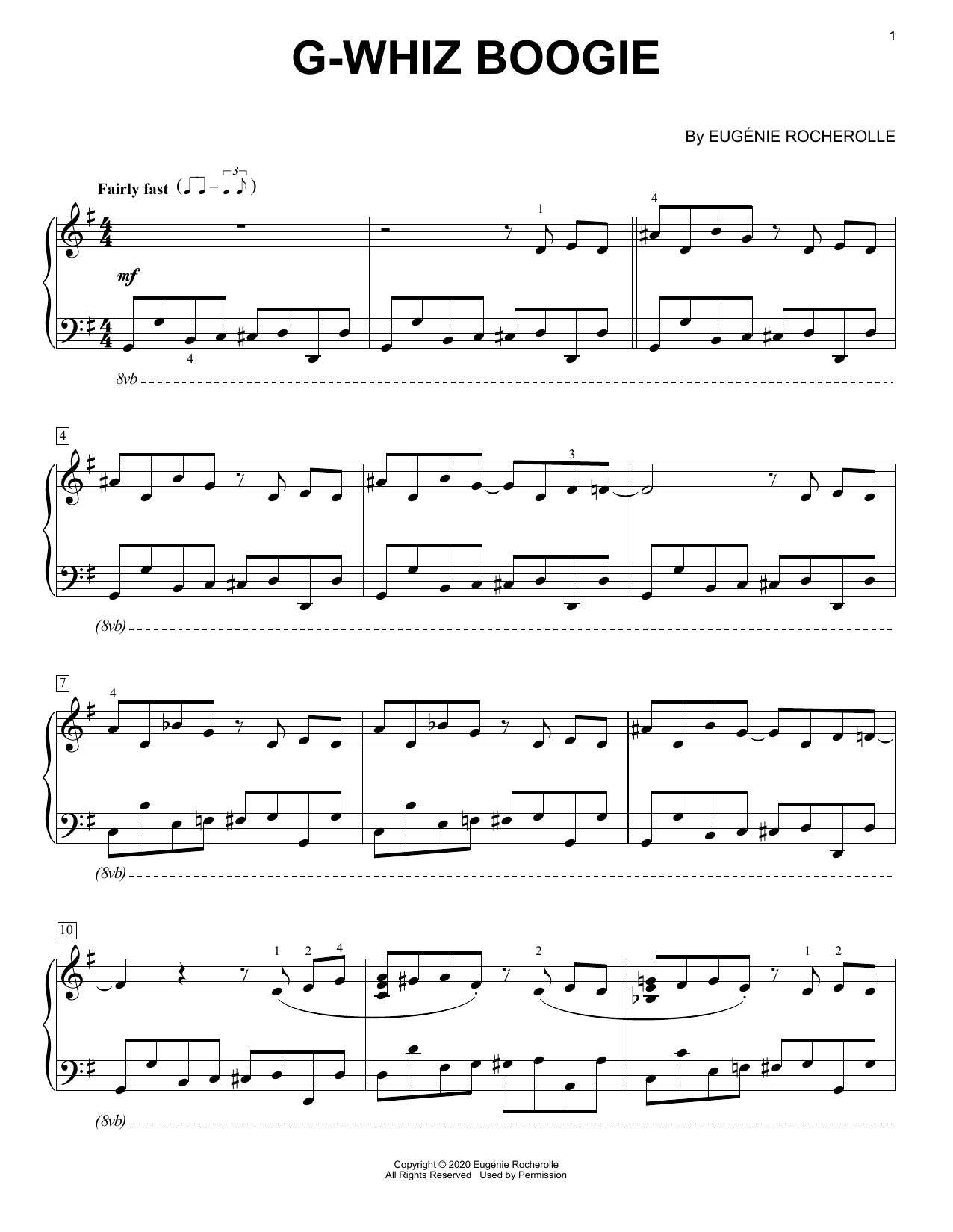Eugénie Rocherolle G-Whiz Boogie [Boogie-woogie version] Sheet Music Notes & Chords for Piano Solo - Download or Print PDF