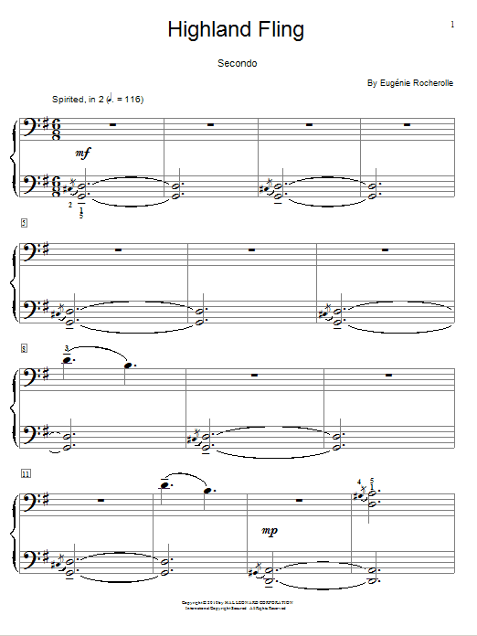 Eugénie Rocherolle Highland Fling Sheet Music Notes & Chords for Piano Duet - Download or Print PDF