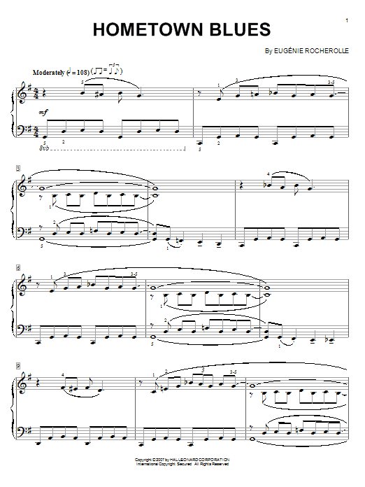 Eugénie Rocherolle Hometown Blues Sheet Music Notes & Chords for Piano - Download or Print PDF