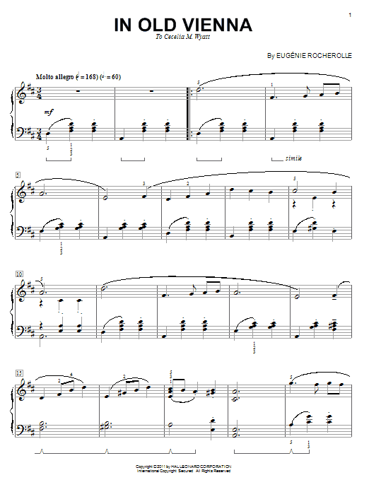 Eugénie Rocherolle In Old Vienna Sheet Music Notes & Chords for Piano - Download or Print PDF