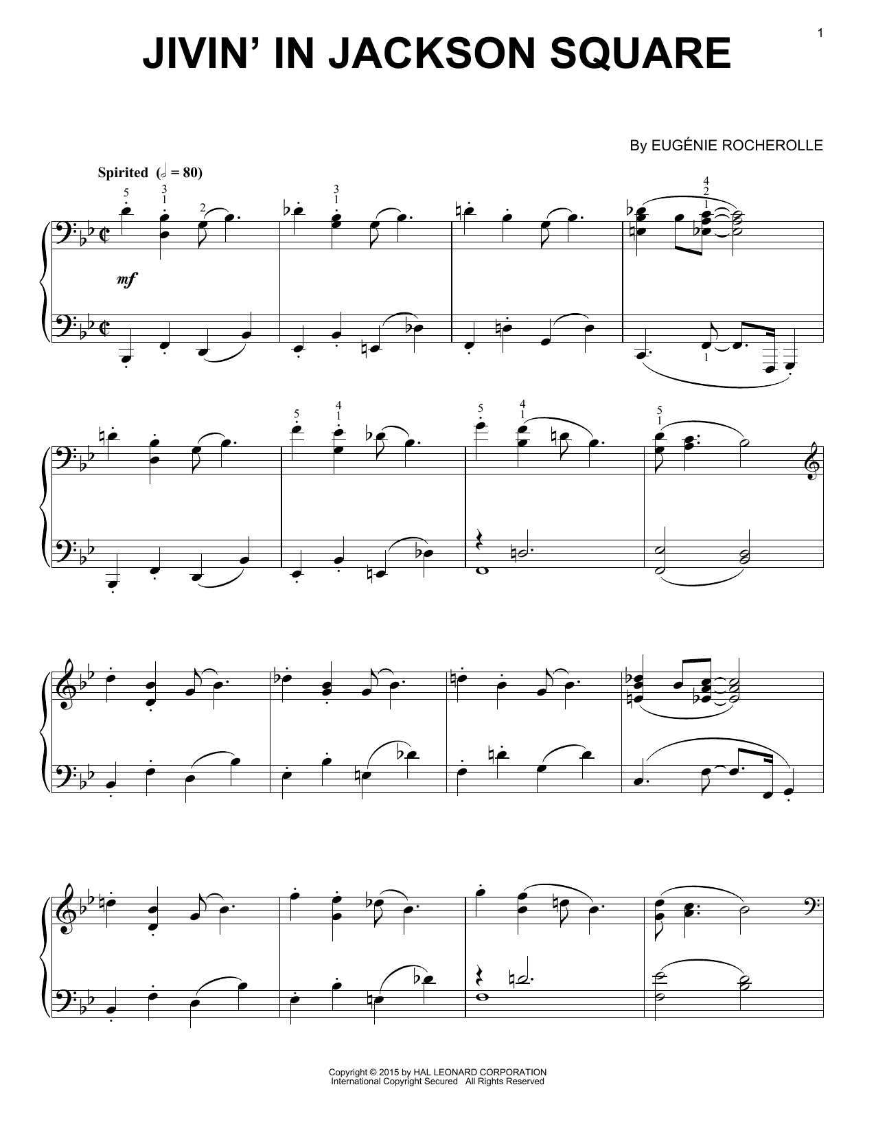 Eugénie Rocherolle Jivin' In Jackson Square Sheet Music Notes & Chords for Piano - Download or Print PDF