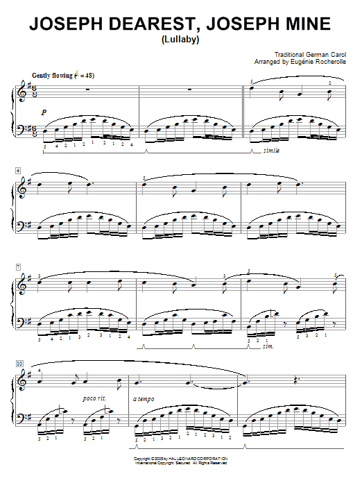 Eugénie Rocherolle Joseph Dearest, Joseph Mine Sheet Music Notes & Chords for Piano - Download or Print PDF