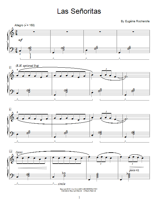 Eugénie Rocherolle Las Senoritas Sheet Music Notes & Chords for Educational Piano - Download or Print PDF