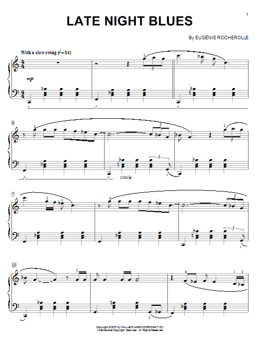 Eugénie Rocherolle Late Night Blues Sheet Music Notes & Chords for Piano - Download or Print PDF