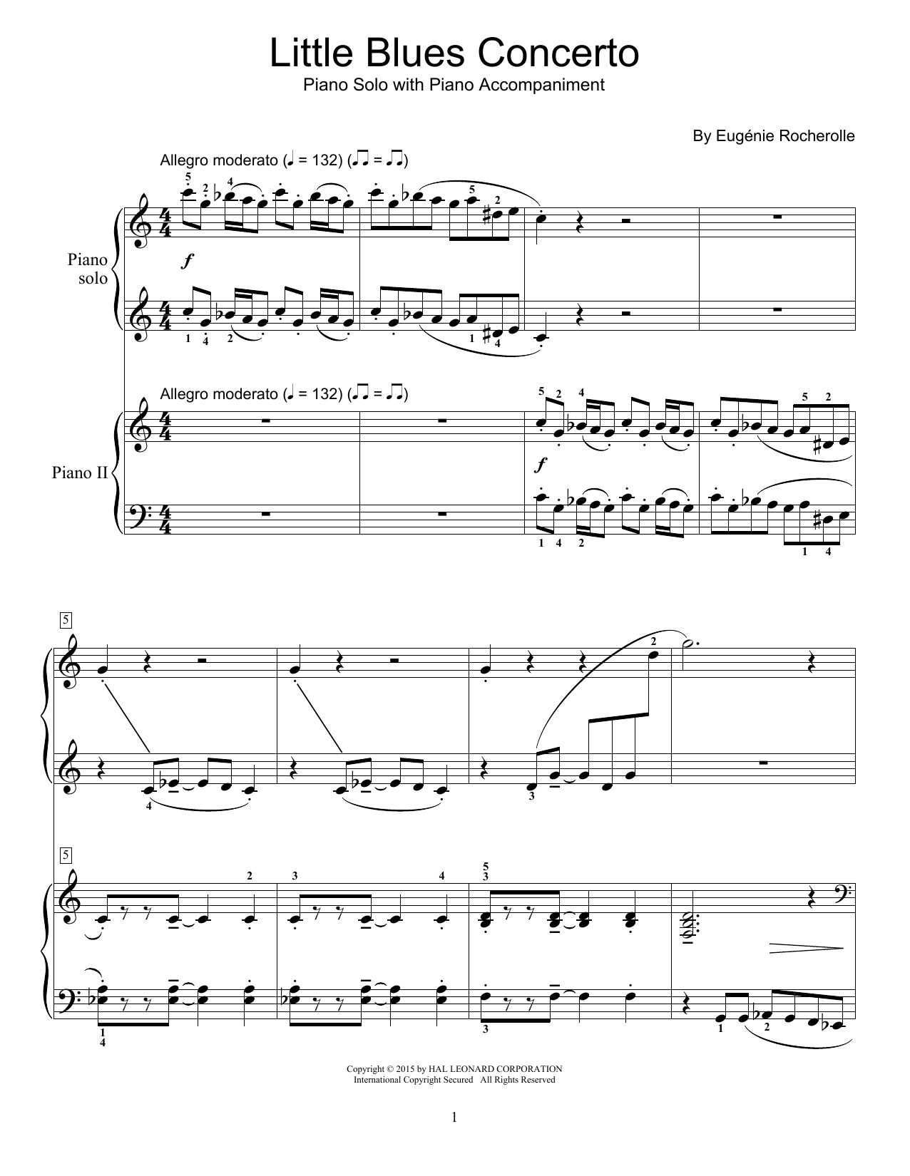 Eugénie Rocherolle Little Blues Concerto Sheet Music Notes & Chords for Piano Duet - Download or Print PDF