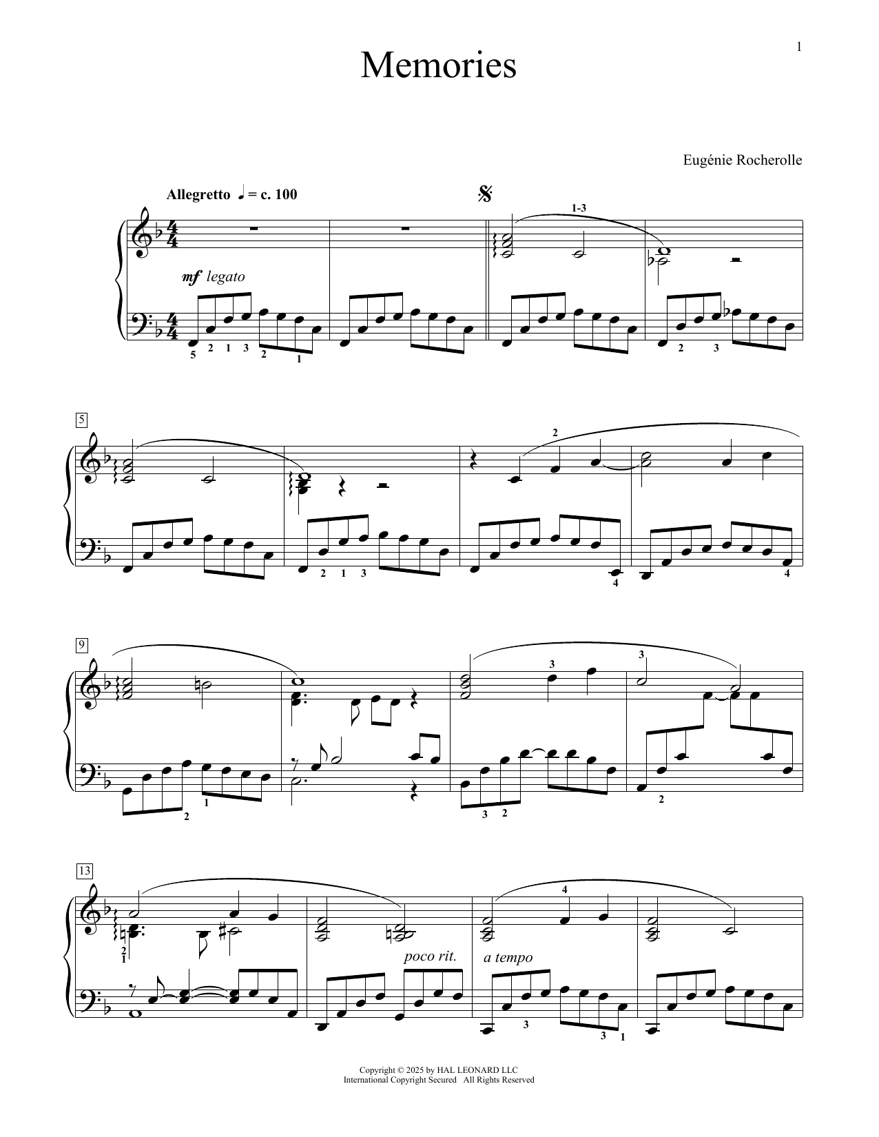Eugenie Rocherolle Memories Sheet Music Notes & Chords for Educational Piano - Download or Print PDF Eugenie Rocherolle Memories Sheet Music Notes & Chords for Educational Piano - Download or Print PDF