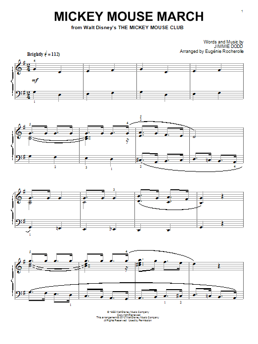 Eugénie Rocherolle Mickey Mouse March Sheet Music Notes & Chords for Piano - Download or Print PDF