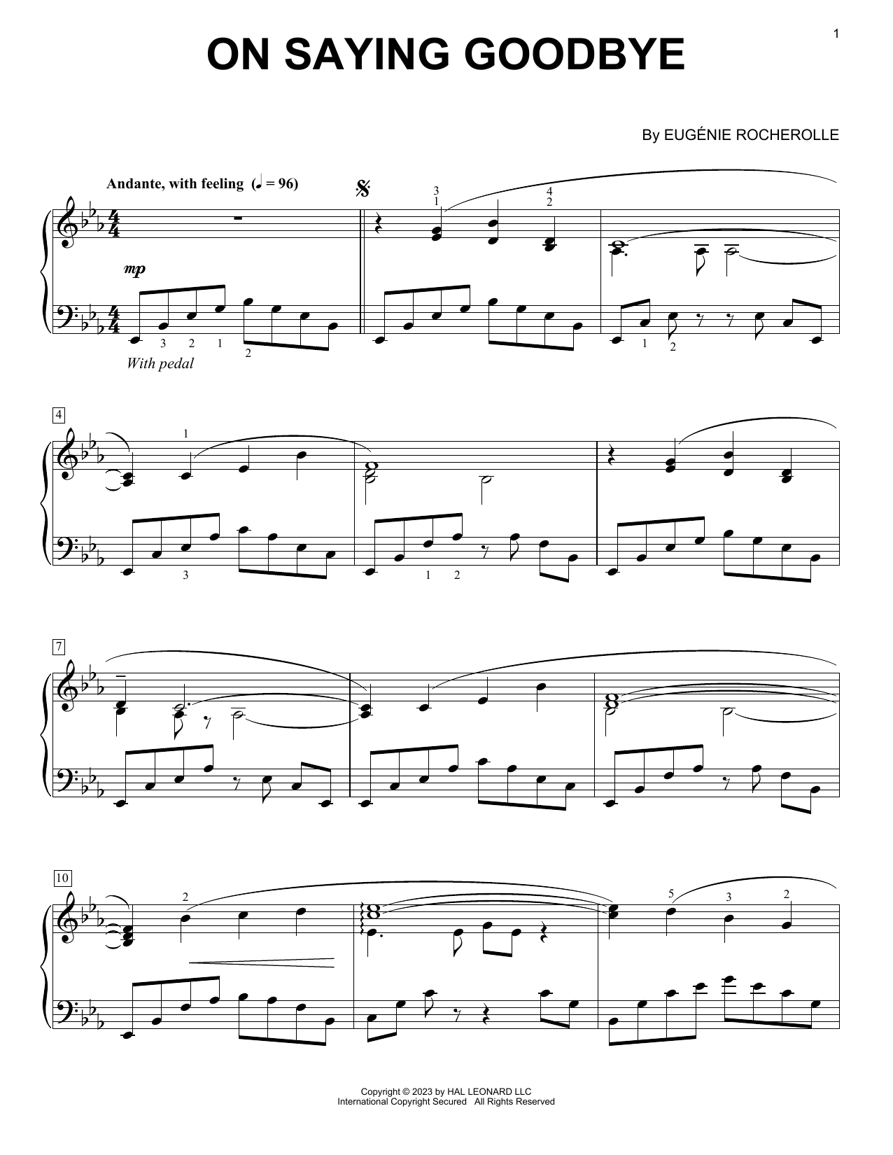 Eugénie Rocherolle On Saying Goodbye Sheet Music Notes & Chords for Piano Solo - Download or Print PDF