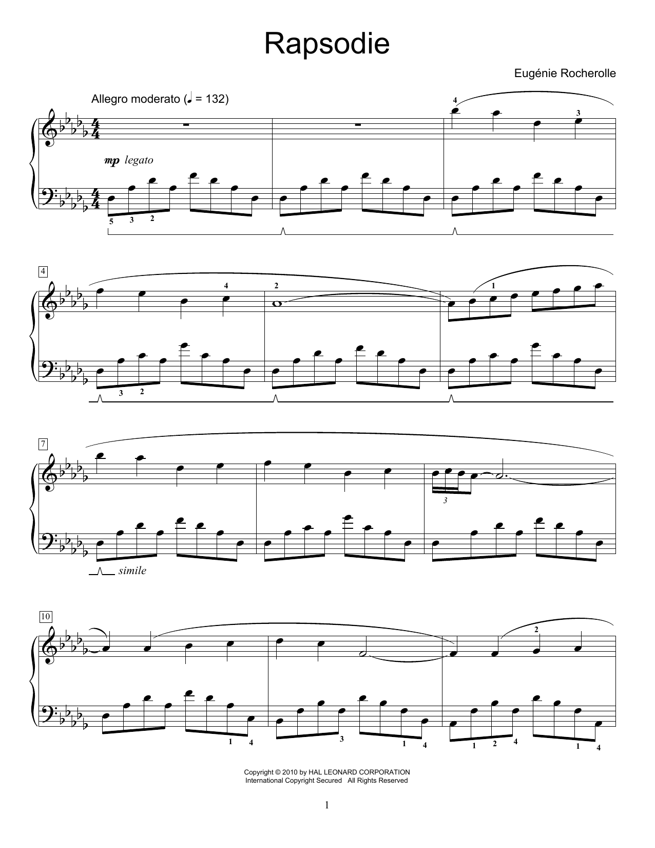 Eugénie Rocherolle Rapsodie Sheet Music Notes & Chords for Educational Piano - Download or Print PDF