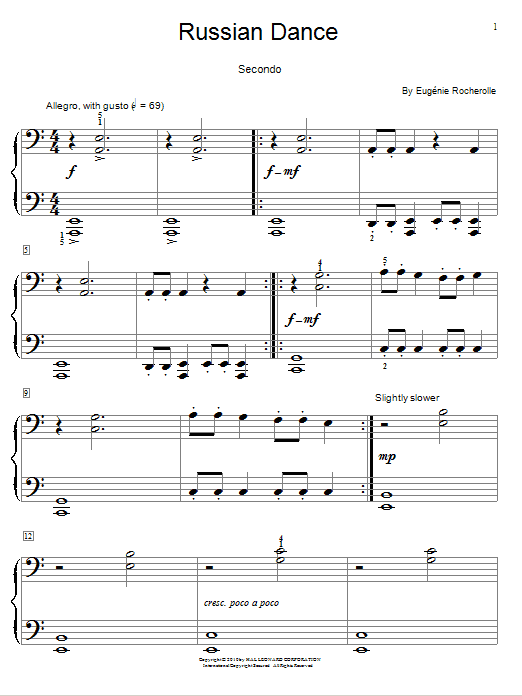 Eugénie Rocherolle Russian Dance Sheet Music Notes & Chords for Piano Duet - Download or Print PDF