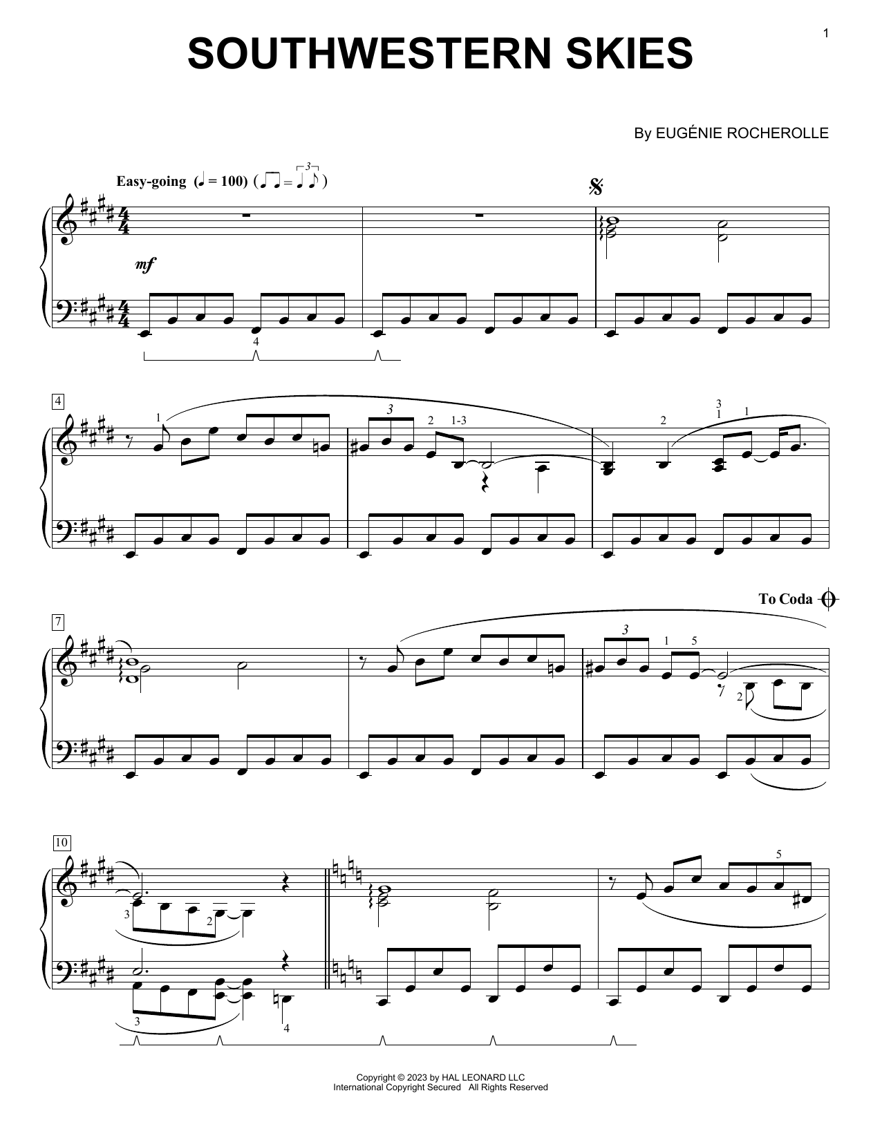 Eugénie Rocherolle Southwestern Skies Sheet Music Notes & Chords for Piano Solo - Download or Print PDF
