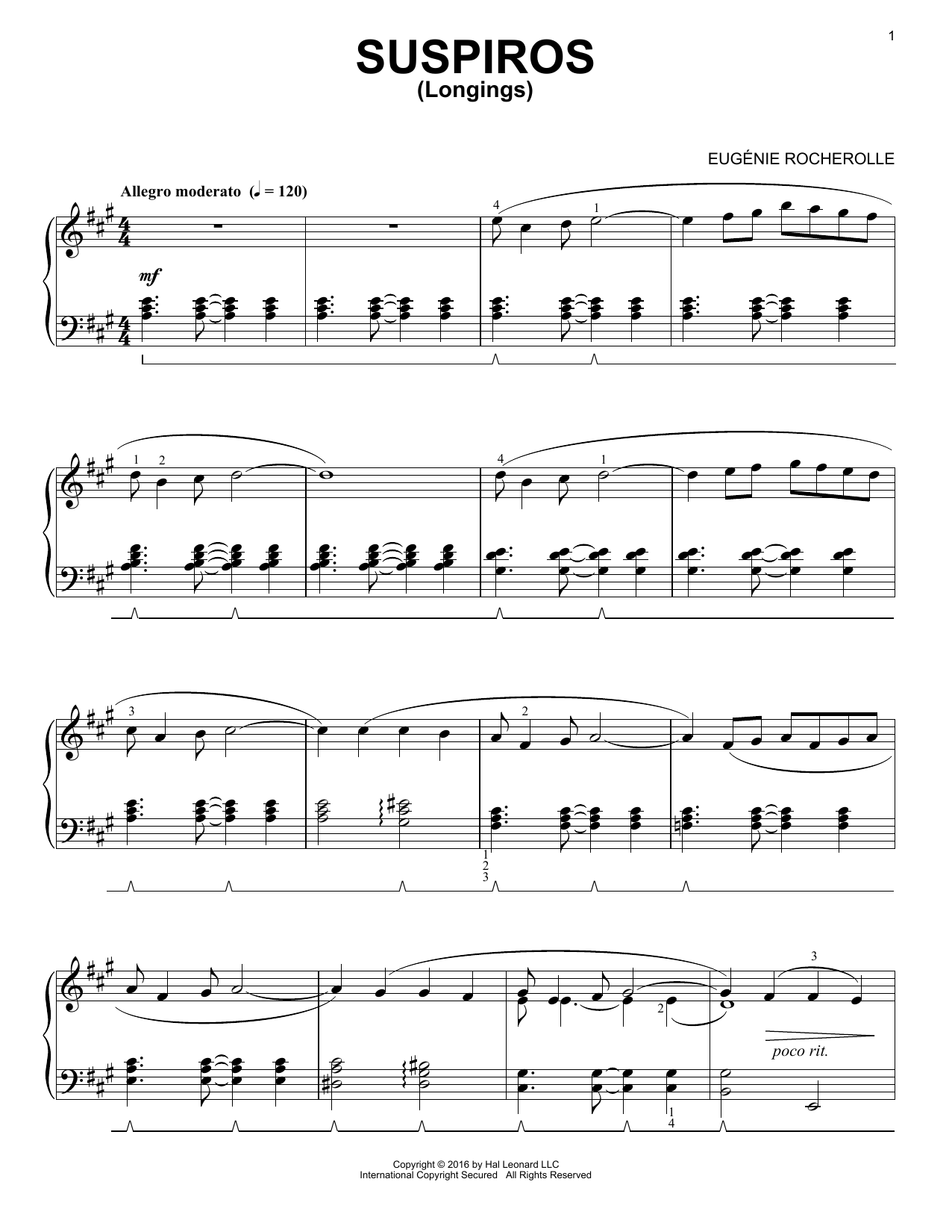 Eugénie Rocherolle Suspiros Sheet Music Notes & Chords for Piano - Download or Print PDF