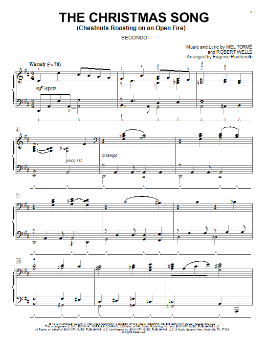 Eugénie Rocherolle The Christmas Song (Chestnuts Roasting On An Open Fire) Sheet Music Notes & Chords for Piano Duet - Download or Print PDF