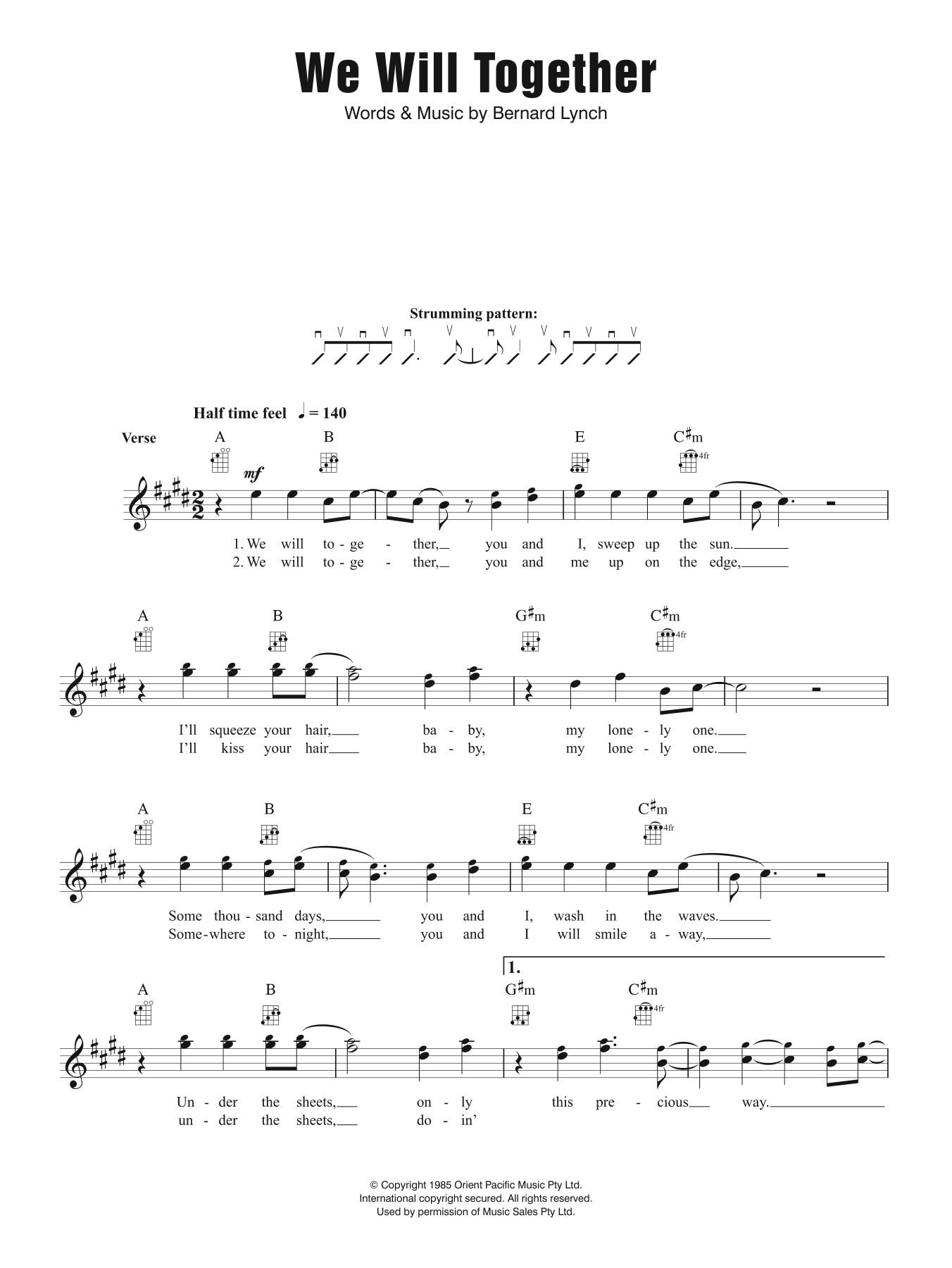 Eurogliders We Will Together Sheet Music Notes & Chords for Ukulele - Download or Print PDF