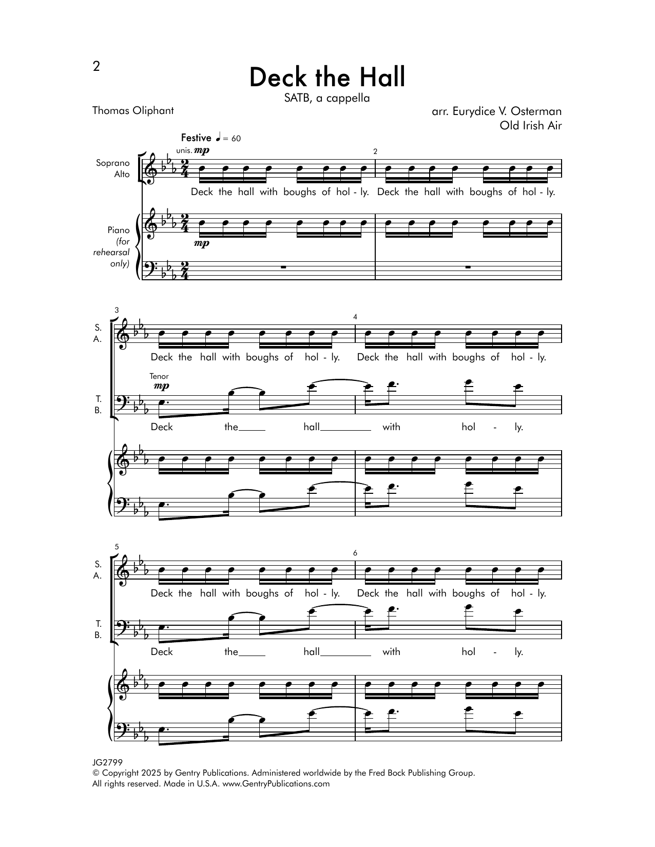 Eurydice V. Osterman Deck The Hall Sheet Music Notes & Chords for SATB Choir - Download or Print PDF