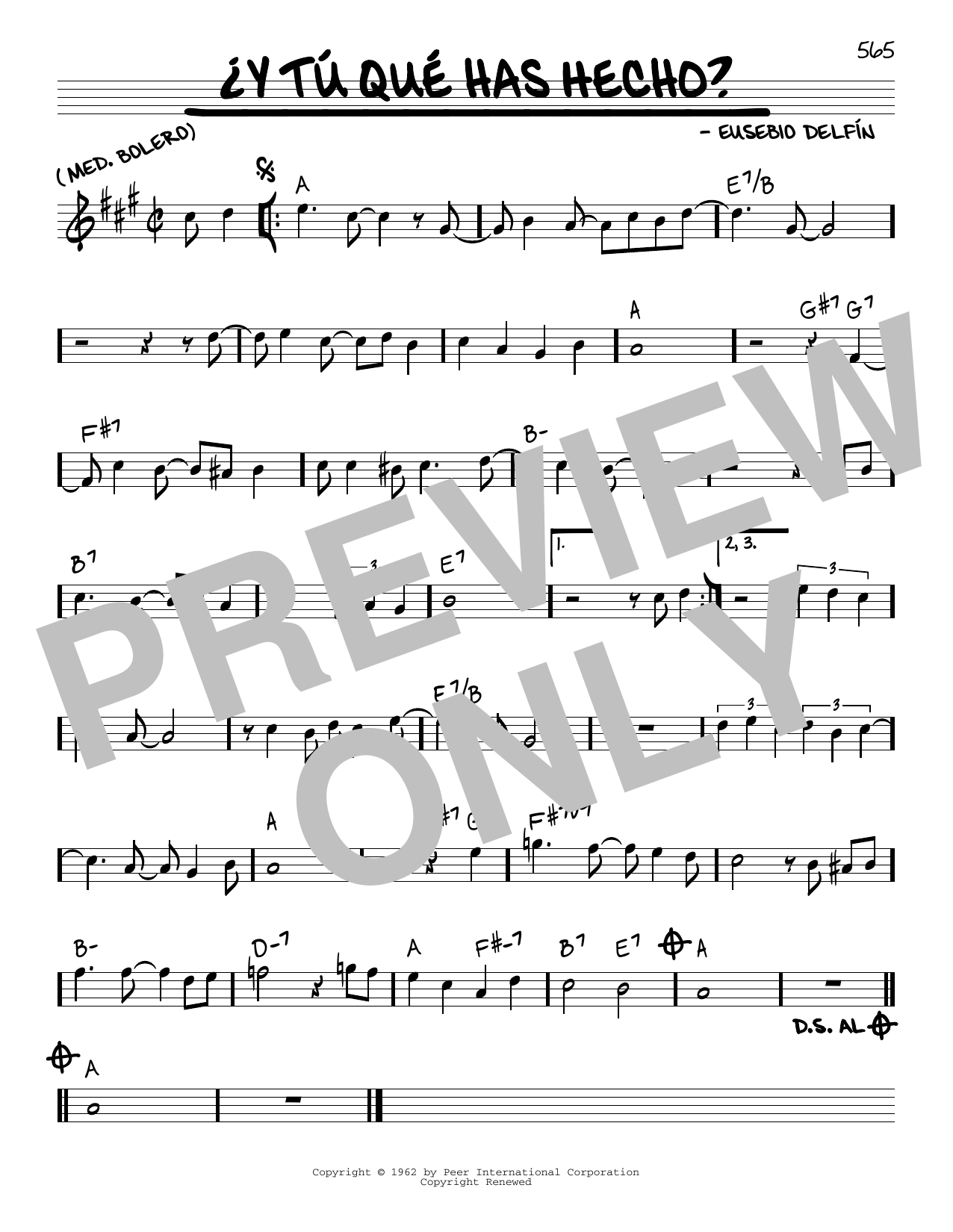 Eusebio Delfin ¿Y Tú Qué Has Hecho? Sheet Music Notes & Chords for Real Book – Melody & Chords - Download or Print PDF