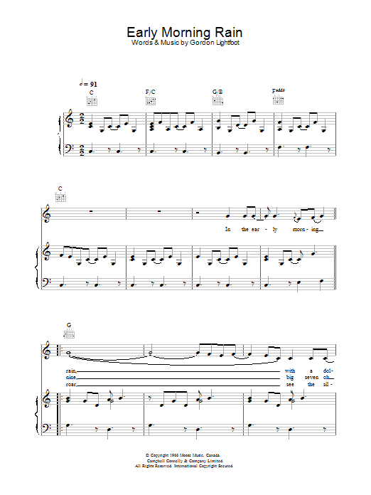 Eva Cassidy Early Morning Rain Sheet Music Notes & Chords for Piano, Vocal & Guitar - Download or Print PDF