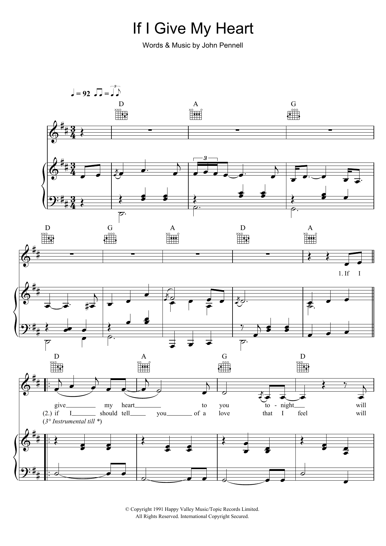 Eva Cassidy If I Give My Heart Sheet Music Notes & Chords for Piano, Vocal & Guitar - Download or Print PDF