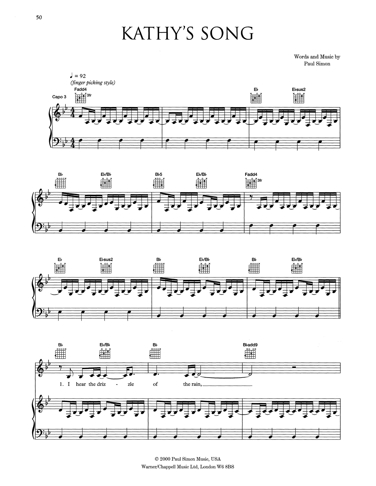 Eva Cassidy Kathy's Song Sheet Music Notes & Chords for Piano, Vocal & Guitar (Right-Hand Melody) - Download or Print PDF