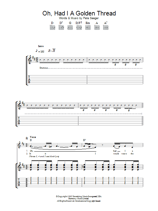 Eva Cassidy Oh, Had I A Golden Thread Sheet Music Notes & Chords for Guitar Tab - Download or Print PDF