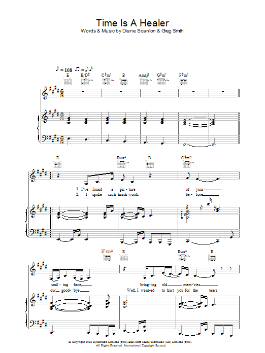 Eva Cassidy Time Is A Healer Sheet Music Notes & Chords for Melody Line, Lyrics & Chords - Download or Print PDF