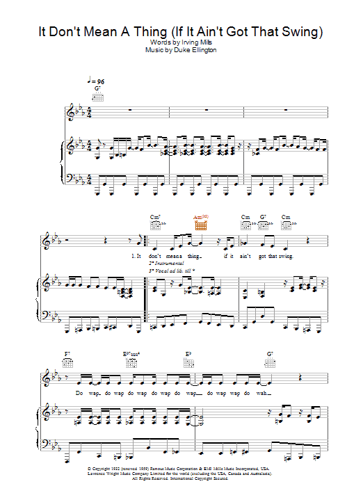It Don't Mean A Thing (If It Ain't Got That Swing) sheet music