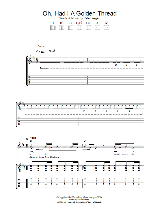 Preview Eva Cassidy Oh, Had I A Golden Thread Jazz sheet music, notes and chords for Guitar Tab, SKU: 34204 Oh, Had I A Golden Thread sheet music