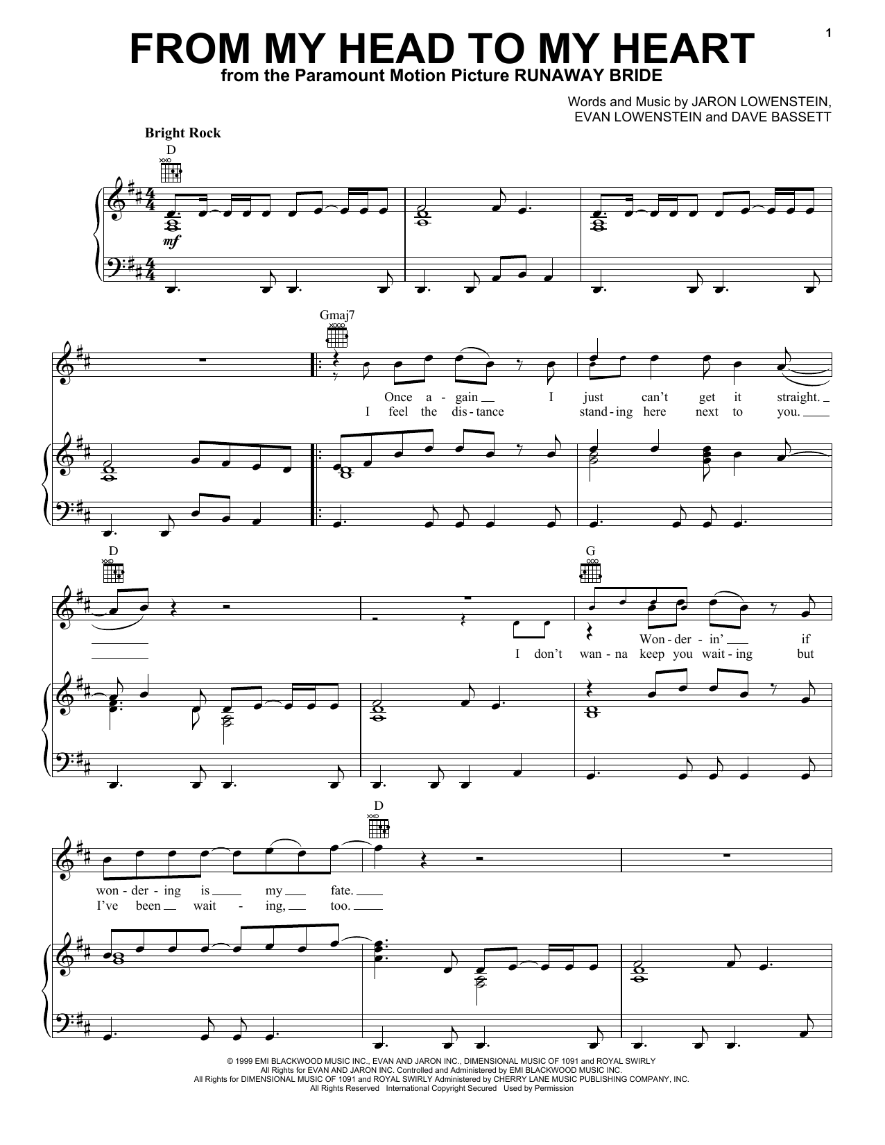 Evan and Jaron From My Head To My Heart Sheet Music Notes & Chords for Piano, Vocal & Guitar Chords (Right-Hand Melody) - Download or Print PDF