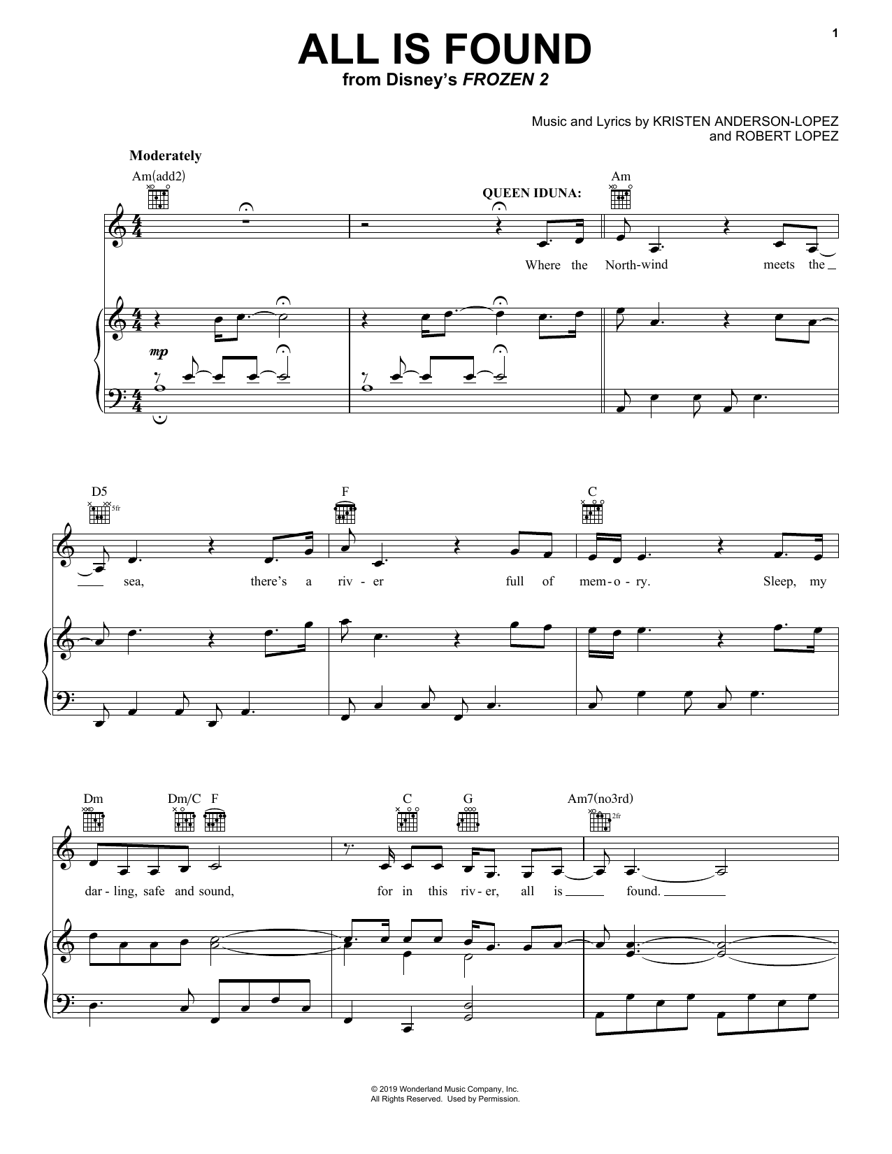 Evan Rachel Wood All Is Found (from Disney's Frozen 2) Sheet Music Notes & Chords for Clarinet Solo - Download or Print PDF