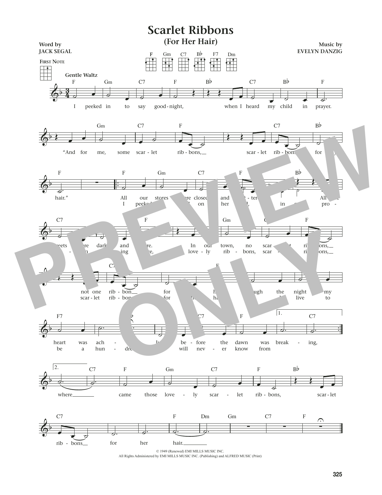 Evelyn Danzig Scarlet Ribbons (For Her Hair) (from The Daily Ukulele) (arr. Jim Beloff) Sheet Music Notes & Chords for Ukulele - Download or Print PDF