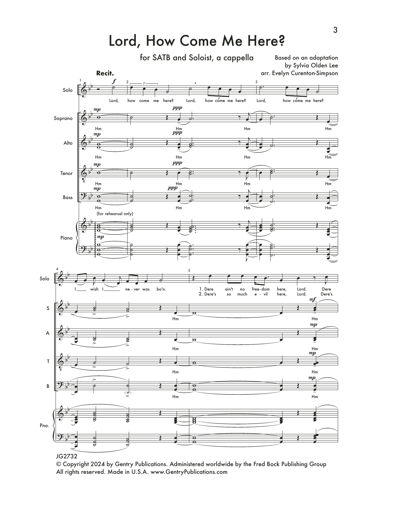 Evelyn Simpson-Curenton Lord, How Come Me Here? Sheet Music Notes & Chords for SATB Choir - Download or Print PDF