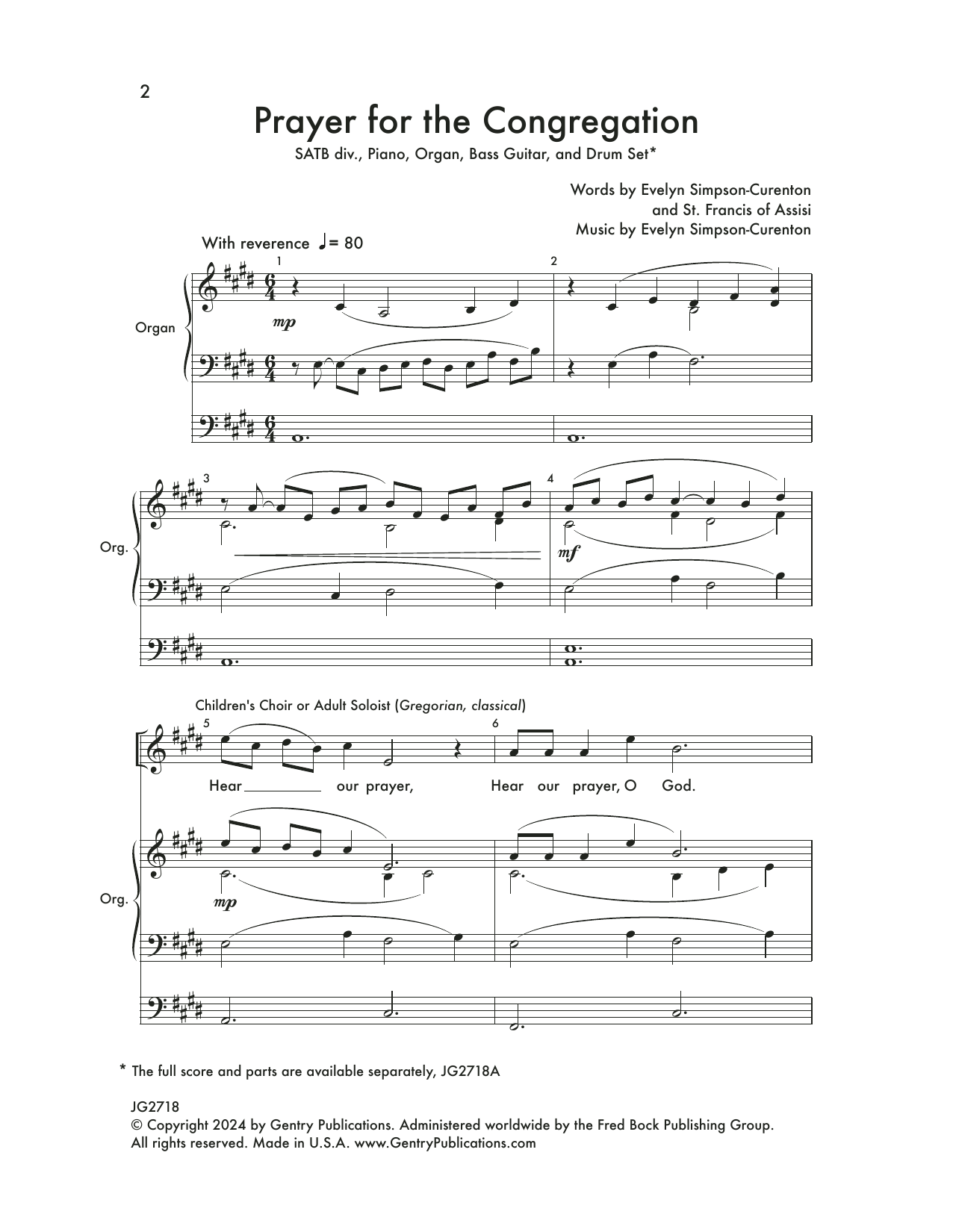 Evelyn Simpson-Curenton Prayer For The Congregation Sheet Music Notes & Chords for Choir - Download or Print PDF