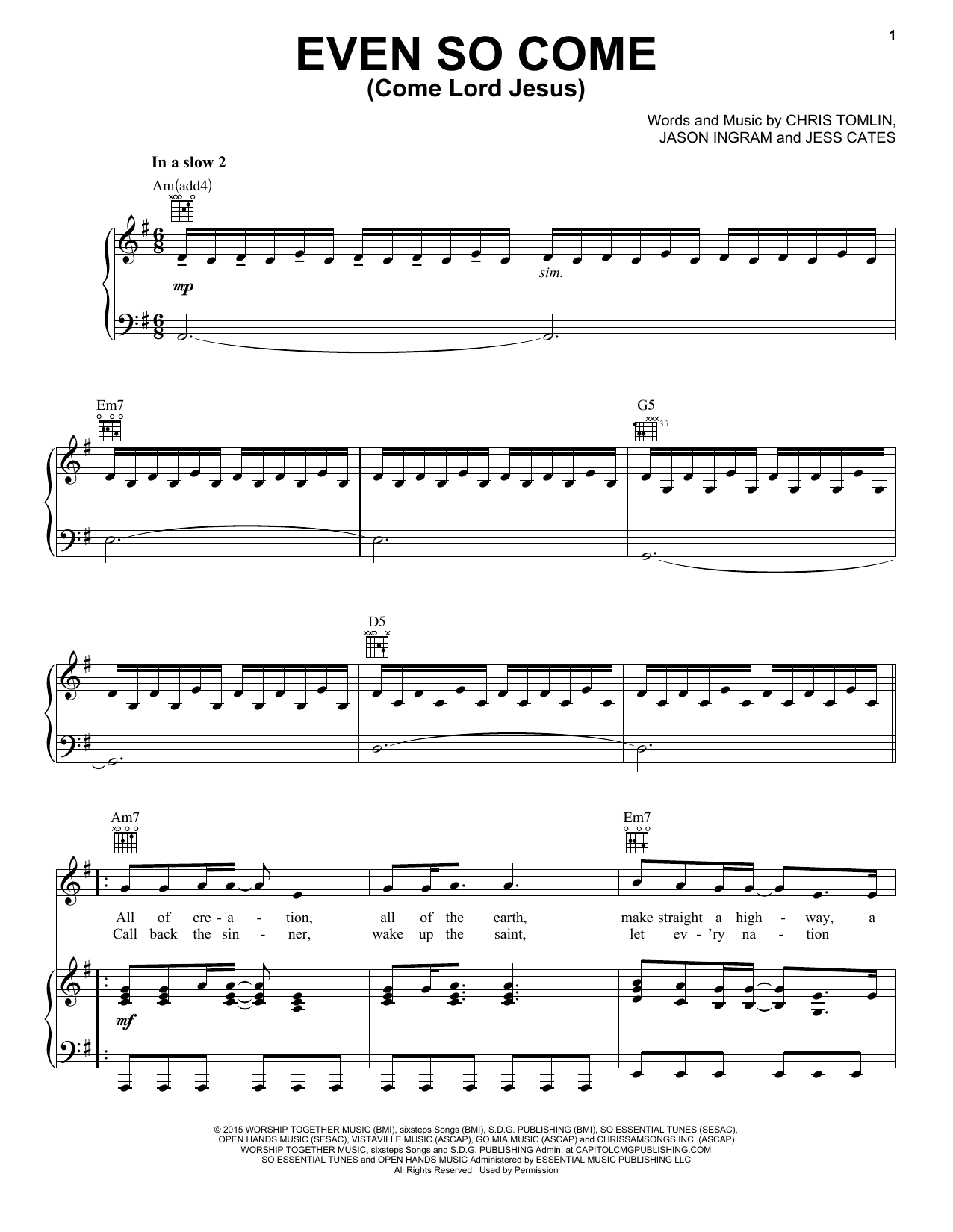 Passion Even So Come Come Lord Jesus Feat Kristian Stanfill Sheet Music Download Pdf Score 415783