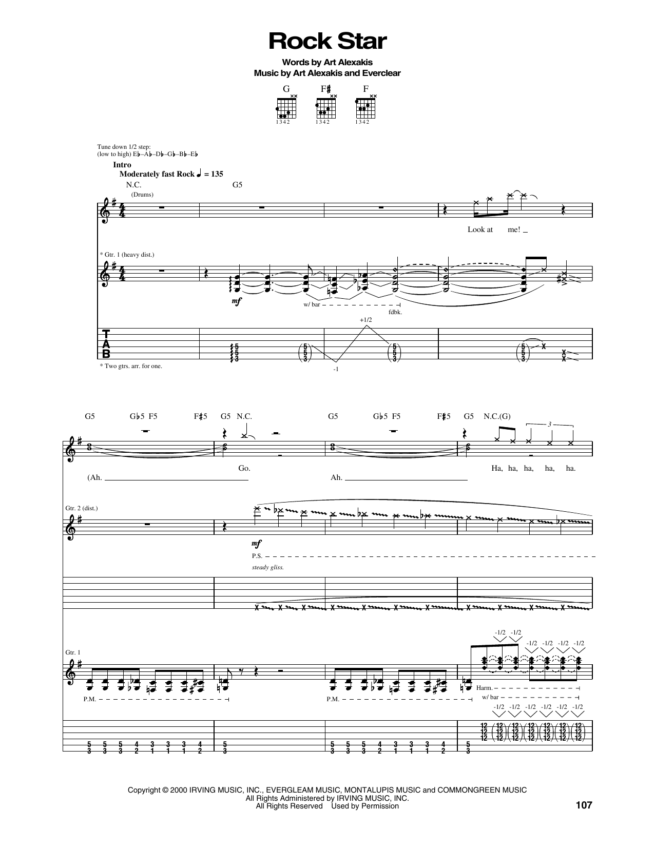 Everclear Rock Star Sheet Music Notes & Chords for Guitar Tab - Download or Print PDF
