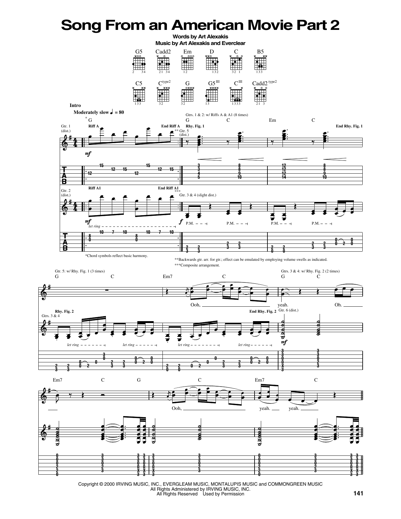 Everclear Song From An American Movie Part 2 Sheet Music Notes & Chords for Guitar Tab - Download or Print PDF