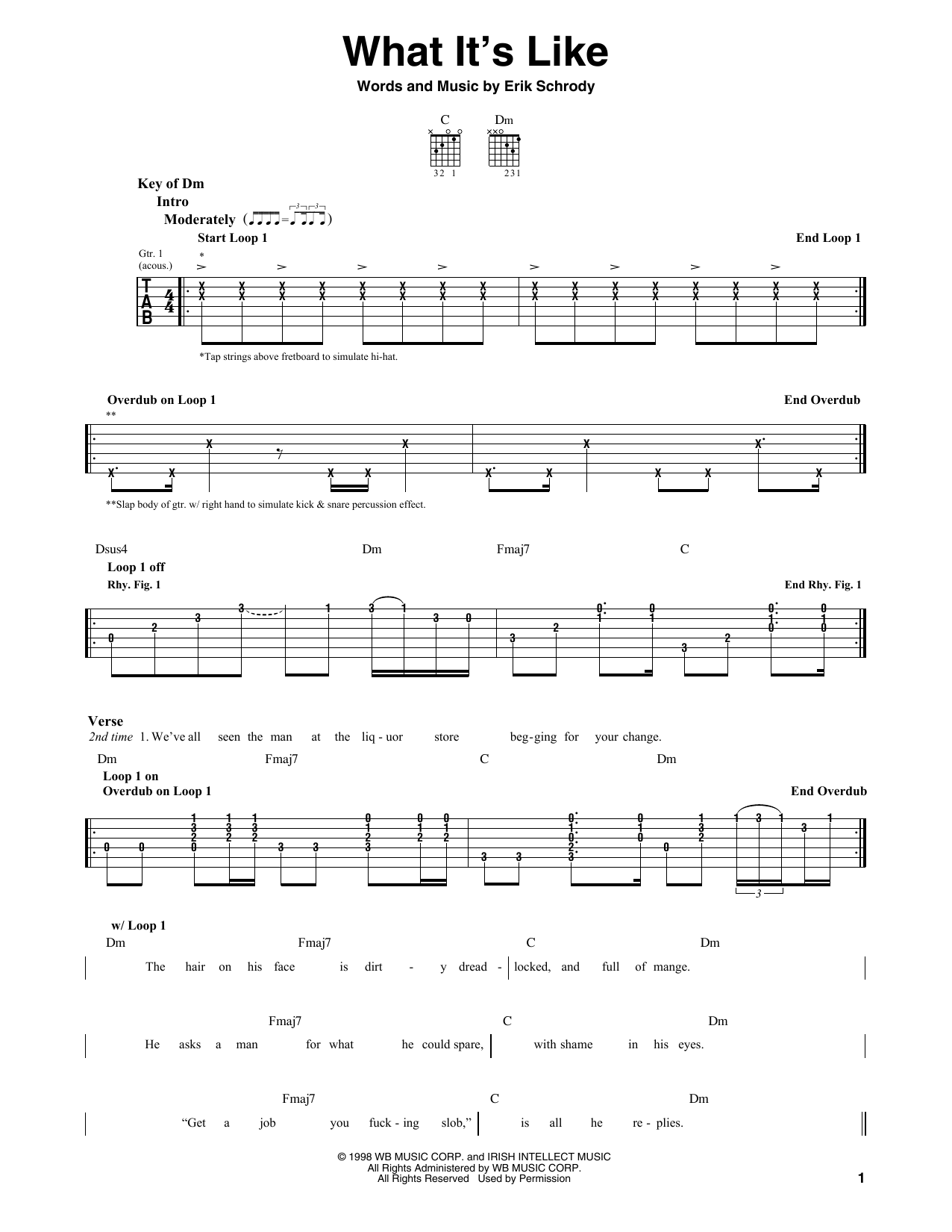 Everlast What's It Like Sheet Music Notes & Chords for Guitar Tab - Download or Print PDF