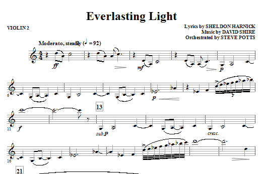 Sheldon Harnick Everlasting Light Violin 2 Sheet Music Download Pdf Score 269258