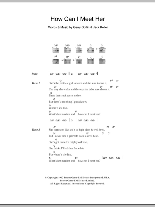 The Everly Brothers How Can I Meet Her Sheet Music Notes & Chords for Lyrics & Chords - Download or Print PDF