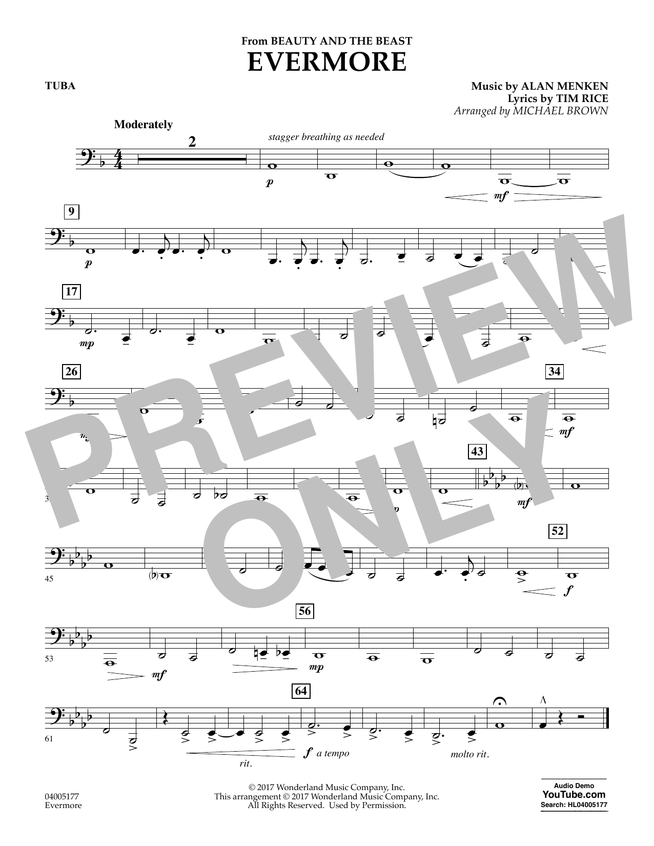Michael Brown Evermore From Beauty And The Beast Tuba Sheet Music Download Pdf Score 369323