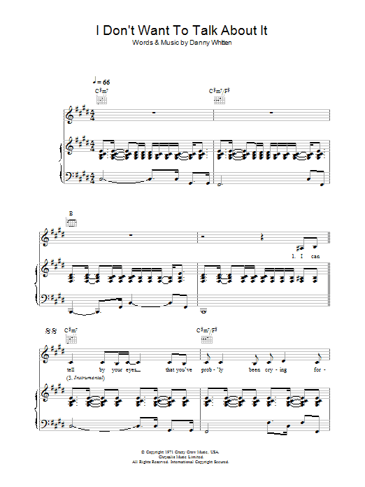 Everything But The Girl I Don't Want To Talk About It Sheet Music Notes & Chords for Lyrics & Chords - Download or Print PDF