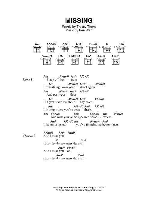 Everything But The Girl Missing Sheet Music Notes & Chords for Flute Solo - Download or Print PDF